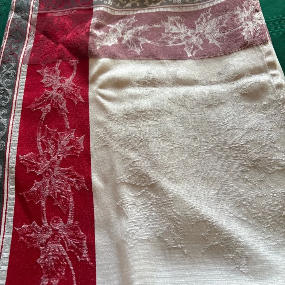 Festive Red and Cream Tablecloth